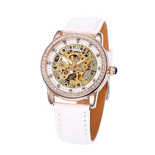 GALPADA Sh0009 Damen-automatik-Uhr Mechanisches Uhrwerk Weißes Zifferblatt Edelstahl Pu Stunde Minute Sekunde Nicht GALPADA Sh0009 Damen-automatik-Uhr Mechanisches Uhrwerk Weißes Zifferblatt Edelstahl Pu Stunde Minute Sekunde Nicht von GALPADA