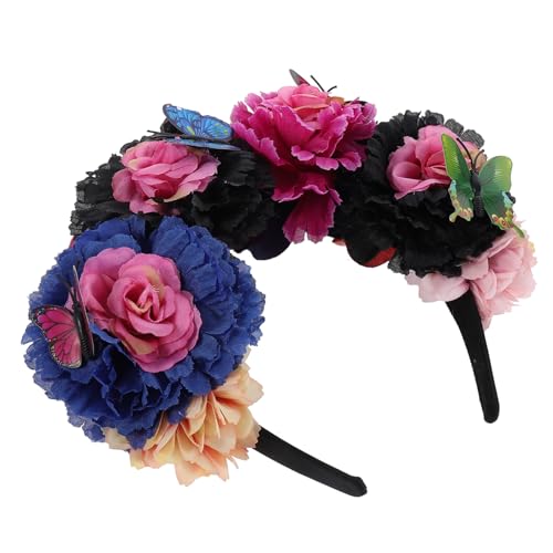 GALPADA blumenstirnband Blumenkrone für Party Tag der Toten Kopfschmuck Tiara Haarbänder Haarband Minikronen für Blumenarrangements bilden künstliche Mexiko Kleidung Fräulein von GALPADA