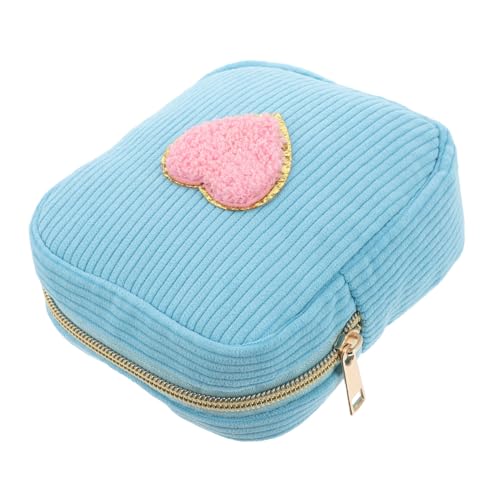 GALPADA Kleine Kosmetiktasche Mit Süßem Cartoon-Herz-Patch Reißverschlusstasche Für Damen Reise-Make-up-Organizer Praktische Hautpflegetasche Für Kleine Sachen von GALPADA