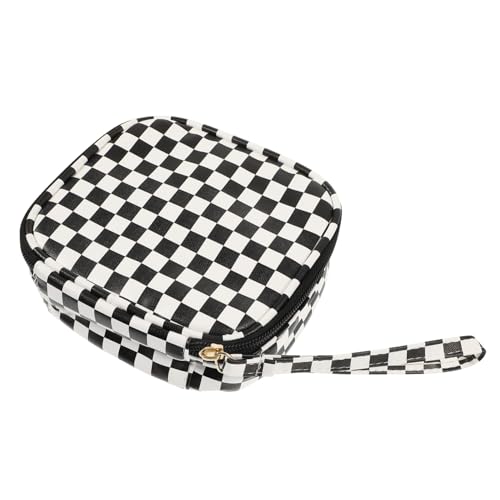 GALPADA wasserdichte Damen Münzbörse PU Portemonnaie mit Reißverschluss für Kosmetik Schlüssel und Hygieneartikel Kompakte Mini Handtasche im Modischen Karomuster Praktische von GALPADA