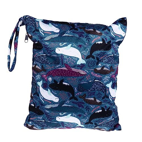 GALPADA wasserdichte Wickeltasche für Doppelte Reißverschlüsse Große Aufbewahrung Wiederverwendbare Nasstasche mit Cartoon Muster für Unterwegs Camping und von GALPADA