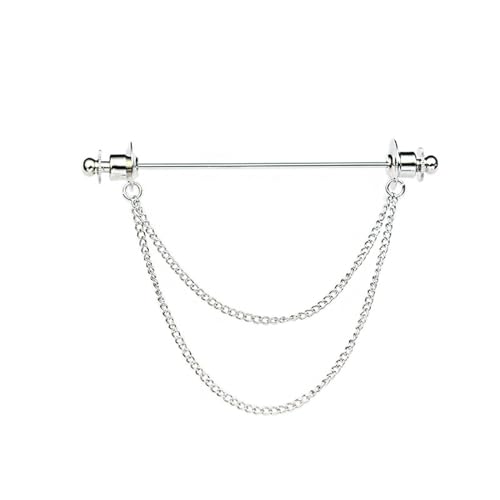 Brosche mit Quastenkette Quastenkette Anstecknadel Herren- und Damenhemd Schnalle Ein-Wort-Anstecknadel Brosche Krawattenkragennadel (Color : Silver, Size : One Size) von GALSOR