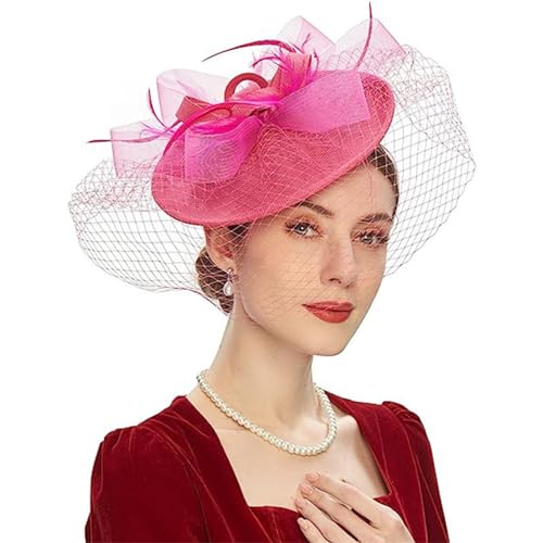 Fascinator-Hüte Damen Kopfschmuck Braut Mesh Hut Party Haarbänder Haarspangen (Color : Black, Size : One Size) von GALSOR