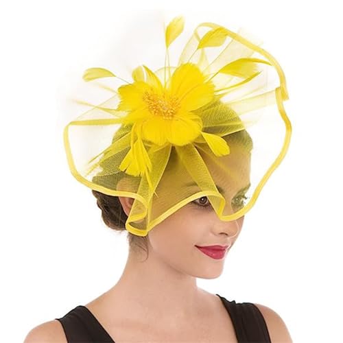 Fascinator-Hüte Party Prom Haarbänder Dual Purpose Mesh Übertriebene Feder Großer Hut Braut Porträt Kopfschmuck Haarschmuck von GALSOR