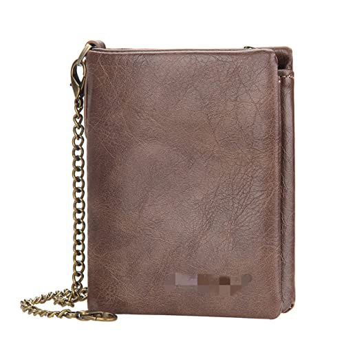 GALSOR Kettenbrieftaschen für Herren Herren-Geldbörse mit Kette Kurze Herren-Geldbörse Multi Card Chain Zero Wallet Geldbörse mit Kette (Color : Coffee, Size : 12x10x2.5cm) von GALSOR