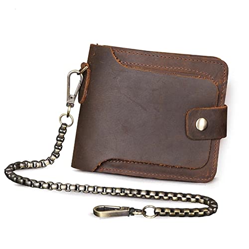 GALSOR Kettenbrieftaschen für Herren Herren Vintage Leder Geldbörse Geldbeutel Reißverschluss Slim Fit Geldbörse Punk Biker Geldbörse Geldbörse mit Kette von GALSOR