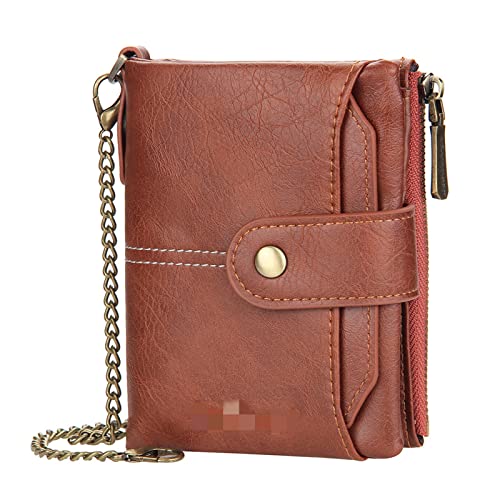 GALSOR Kettenbrieftaschen für Herren Kurz Multi-Card-Tasche for Herren Vertical Chain Zero Wallet Herren-Geldbörse mit Kette Geldbörse mit Kette (Color : Braun, Size : 12.5x10x3cm) von GALSOR