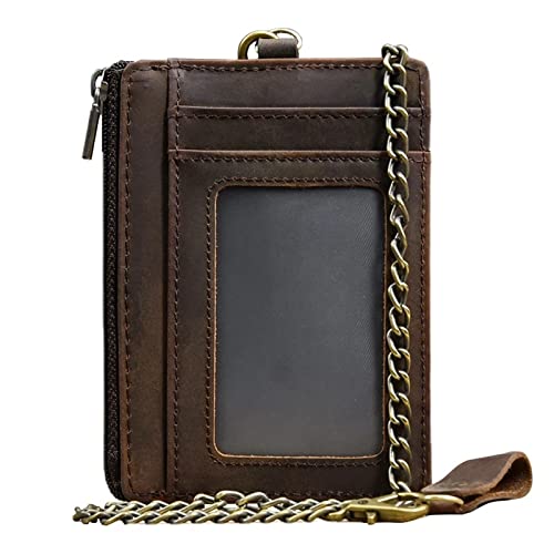 GALSOR Kettenbrieftaschen für Herren Leder Visitenkartenetui Herren Geldbörse Retro RFID Interception Wallet Herren Geldbörse Geldbörse mit Kette von GALSOR