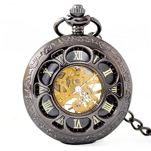 GALSOR Vintage Taschenuhr Skeleton Mechanische Taschenuhr Retro Flip Cover Mechanische Taschenuhr Männer Und Frauen Freizeit Mechanische Uhr von GALSOR