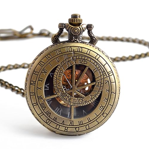 GALSOR Vintage Taschenuhr Vintage mechanische Taschenuhr. Große Skelett-mechanische Taschenuhr for Herren (Color : Gunmetal, Size : One Size) von GALSOR