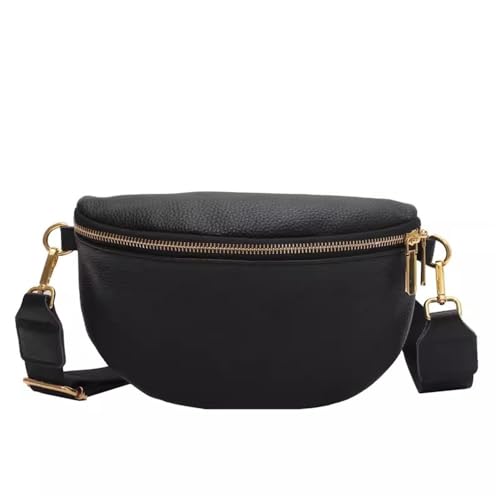 Gürteltasche für Damen Damen-Leder-Brusttasche, Hüfttasche (Color : Black, Size : 24x15cm) von GALSOR