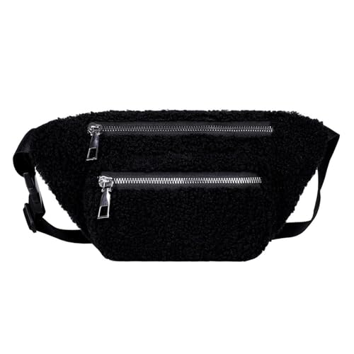 Gürteltasche für Damen Weibliche süße Damen-Umhängetasche, kleine Umhängetasche (Color : Black, Size : 15x4x28cm) von GALSOR