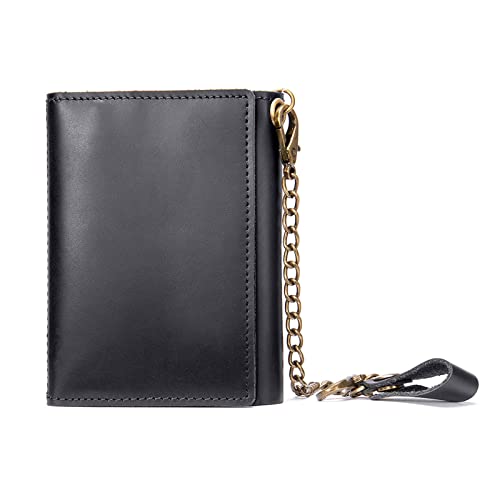 Kettenbrieftaschen für Herren Herren-Kettengeldbörse Vintage-Leder-Kettengeldbörse Multifunktionale Geldbörse Geldbörse mit Kette (Color : Black, Size : 10.9x1.5x8.5cm) von GALSOR