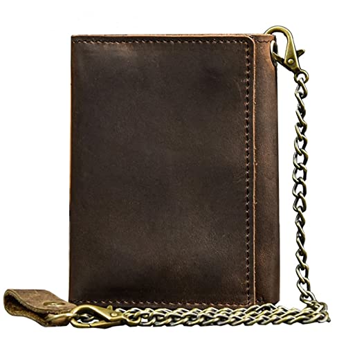 Kettenbrieftaschen für Herren Leder Herren Kette Geldbörse Clip Kleine Geldbörse Geldbörse Crazy Horse Haut Dünne Geldbörse Retro Geldbörse Geldbörse mit Kette von GALSOR