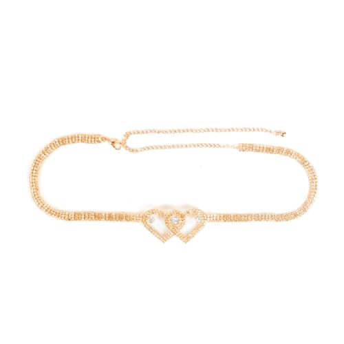 Oberschenkelketten-Schmuck für Karnevalspartys Damen-Party-Volldiamantkette, Liebes-Edelstein, sexy Beinkette, Damen-Oberschenkel-Zubehör (Color : Gold, Size : One Size) von GALSOR