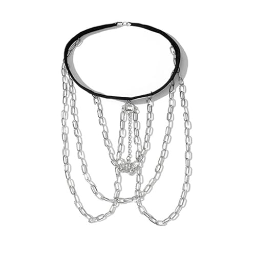 Oberschenkelketten-Schmuck für Karnevalspartys Damen-Stretch-Seil-Spinne, mehrschichtige Beinkette, mehrschichtige Strandkette, Sommer-Beinschmuck (Color : Silver, Size : 34cm) von GALSOR