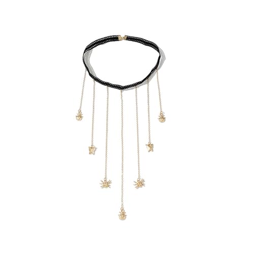 Oberschenkelketten-Schmuck für Karnevalspartys Frauen übertrieben sexy Spitze Stretch Seil Schmetterling Spinne Käfer Tier Bein Kette Schmuck (Color : Gold, Size : 36cm) von GALSOR