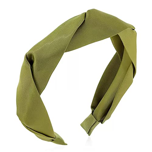 Rutschfester Haarreifen Damen-Haarband, fünfeckiges Zopf-Haarband, koreanisches elegantes Waschgesicht-Haarband, Kopfschmuck-Schmuck (Color : Yellow Green, Size : 12cm) von GALSOR