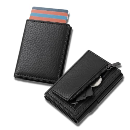 GAMBC Herren-Geldbörse Slim RFID – Wallet mit Kreditkartenfach für Herren und Münzfach – Ausweishalter und Banknoten – RFID Blocking – kompakt – Magnetverschluss – Schwarz von GAMBC
