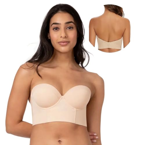 GAMIRA Lucilift – Trägerloser BH mit tiefem Rücken – Premium-Stoff, Push-up-Bandeau-Lift-BH, Rutschfester BH für Damen (B,32/70E) von GAMIRA