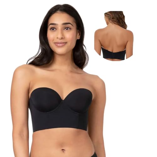 Lucilift – Trägerloser BH mit tiefem Rücken – Premium-Stoff, Push-up-Bandeau-Lift-BH, Rutschfester BH für Damen (A,34/75B) von GAMIRA