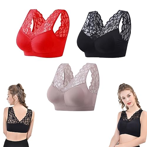 Nula Bra, BH gegen schlaffe Brüste, Atmungsaktive Cool Liftup Air Bra, Sexy Spitzen-Komfort-Schlaf-Sport-BH (A+B+D,XL(70-100KG)) von GAMIRA