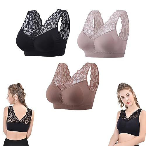 Nula Bra, BH gegen schlaffe Brüste, Atmungsaktive Cool Liftup Air Bra, Sexy Spitzen-Komfort-Schlaf-Sport-BH (B+D+E,L(40-70KG)) von GAMIRA