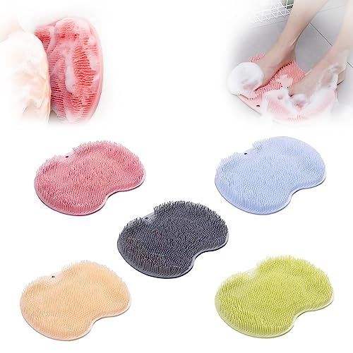 Rücken- und Fußwäscher, Rückenmassage-Artefakt mit Saugnäpfen, Badezimmer Dusch Fußmatte, Peeling-Fußbürste für abgestorbene Haut (5 Pcs) von GAMIRA