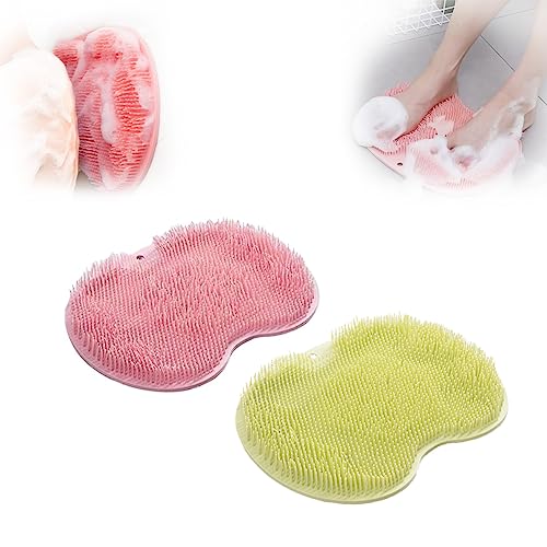 Rücken- und Fußwäscher, Rückenmassage-Artefakt mit Saugnäpfen, Badezimmer Dusch Fußmatte, Peeling-Fußbürste für abgestorbene Haut (A+E) von GAMIRA