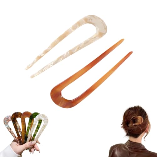 U-förmige Damen-Haarnadeln, Haarspangen, Französische U-förmige Haarnadel mit zwei Zinken, Elegante Haaraccessoires für Damen (A+B) von GAMIRA