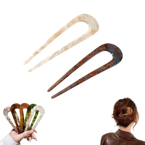 U-förmige Damen-Haarnadeln, Haarspangen, Französische U-förmige Haarnadel mit zwei Zinken, Elegante Haaraccessoires für Damen (A+E) von GAMIRA