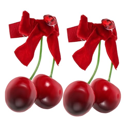 GANAZONO 1paar Kawaii Cherry Haarklammern Aus Süße Flauschige Haarspangen Für Mädchen Vielseitige Haaraccessoires Für Alltag Und Besondere Anlässe von GANAZONO