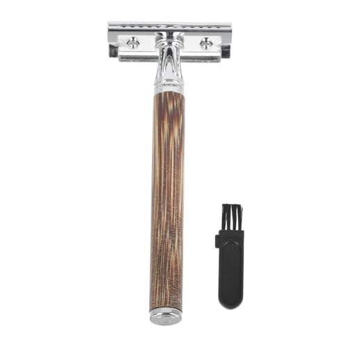 GANAZONO 1 Satz Manuelles Rasiermesser im Vintage Stil mit Bambusgriff Doppelseitiges Rasierwerkzeug für Sanfte und Sichere für Bartpflege und Haarschnitt von GANAZONO