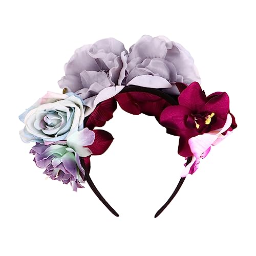 GANAZONO 1 Stück Blumen Haarreif mit Rosen für Halloween und Partys Leichter Kopfschmuck aus Stoff für Fotografie Cosplay und Tägliche Dekoration Passt zu Allen Frisuren von GANAZONO