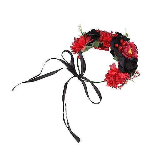 GANAZONO 1 Stück Schwarzes Halloween Blumenkranz Stirnband mit Simulierten Rosen Dekoratives Kopfschmuck für Halloween Karneval Partys und Fotoshootings Vielseitig für und Mädchen von GANAZONO