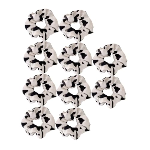 GANAZONO 10 Stück Elastische Haargummis mit Kuhmuster Weiche Scrunchies für Mädchen Stylische Pferdeschwanz haarschleifen Bequemes Haarschmuck Alltag und Geschenk von GANAZONO
