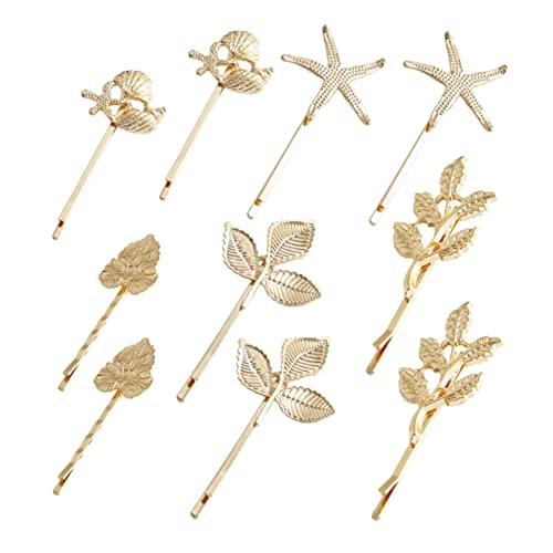 GANAZONO 10 Stück Metall Haarspangen für Damen Goldene Bobby Pins Stilvolle Haarnadeln im Zufälligen Design für Anlässe und Reise Robust und Langlebig von GANAZONO