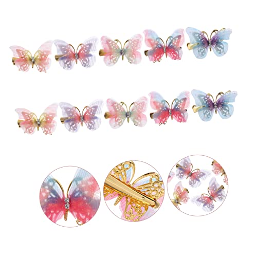 GANAZONO 10 Stück Schmetterling Haarspangen für Mädchen Bunte Kleine Haarklammern Langlebige Haaraccessoires für Verschiedene Frisuren Geschenk für Geburtstag und Feiern von GANAZONO