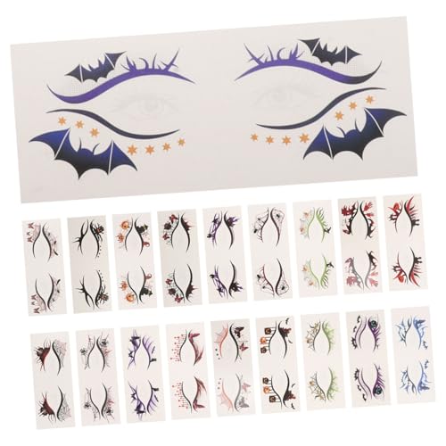 GANAZONO 19 Stück Totenkopf Aufkleber Für Eyeliner Wasserdicht Cosplay Lidschatten Make Up Mädchen Augen Tattoo Gesicht Temporäre Spinne Halloween Dekorationen Schatten Frauen von GANAZONO
