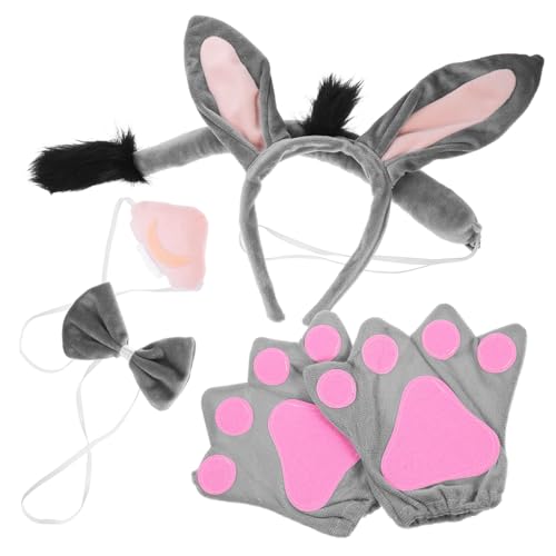 GANAZONO 1Satz Eselkostüm Zubehör Set Teiliges Animal Stirnband Fliege Handschuhe für Kostümpartys Halloween und Cosplay Weiches Strapazierfähiges Material für Hohen von GANAZONO