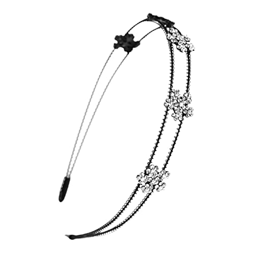 GANAZONO Strass Blumen Stirnband Metall Haarreif Für Damen Kopfschmuck Haarschmuck Doppel Schicht Zarter Exquisiter von GANAZONO