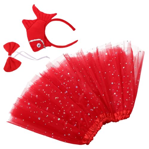 GANAZONO 1satz Junge Mädchen Tier Plüsch Kostüm Mit Fisch Haarreif Und Rock Süße Meeresbewohner Verkleidung Für Halloween Partys Und Alltag von GANAZONO