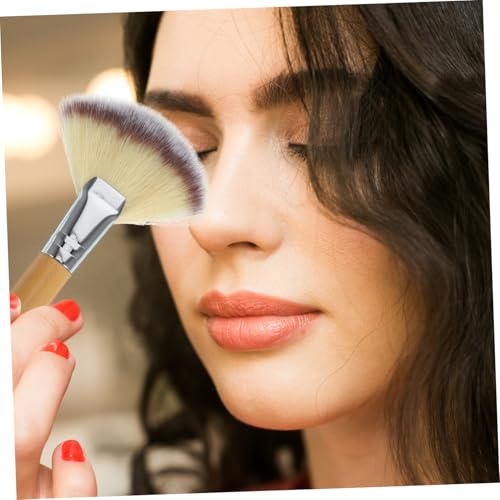 GANAZONO 2 Stck Teiliges Fan Make up Pinsel mit Kurzem Griff Weiche Borsten für Präzises Auftragen von Highlighter und Puder Kompakt und Handlich für Damen und Unterwegs von GANAZONO