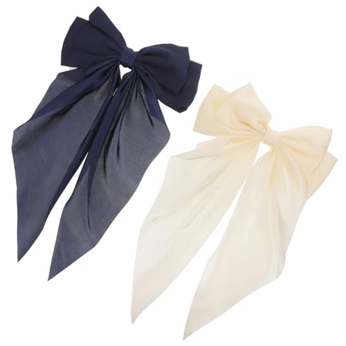 GANAZONO 2 Stück Große Haarklammer mit Schleife Stilvolle Haarschleifen aus Seidenband für Damen und Mädchen Sanfte Kanten Bequemes Tragen Geeignet für Alltag Party Büro und Hochzeit von GANAZONO