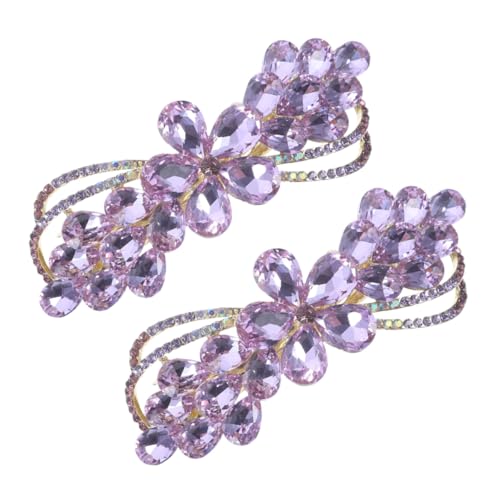 GANAZONO 2 Stück Haarklammern mit Funkelnden Strasssteinen Dicke Haarclips mit Floralem Design Komfortabel Federnd Haarspangen für Damen und Mädchen für Hochzeit und Party von GANAZONO