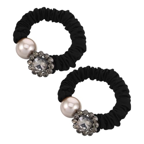 GANAZONO 2 Stück Haarschmuck mit Funkelnden Kristall scrunchies Elastische Haargummis mit Blumen design Weiche Haarbänder für Damen und Mädchen Eleganter Haarschmuck für Vielseitige von GANAZONO
