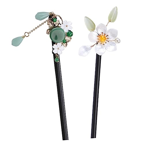 GANAZONO 2 Stück Haarstäbchen mit Retro Blumen Haarspange für Damen und Mädchen Traditioneller Haarschmuck für Hochzeiten und Besondere Anlässe für Dutt und Hochsteckfrisuren von GANAZONO