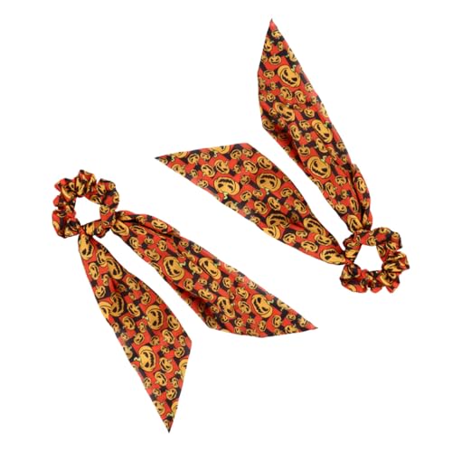 GANAZONO 2 Stück Halloween Haargummi mit Kürbis Schleife Weiches Schonendes Stoffhaarband Modisches Haar Accessoire für Damen Leichtes Tragen für Halloween Partys und Festliche Anlässe von GANAZONO