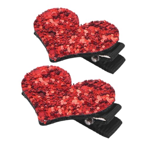 GANAZONO 2stücke Herzform Pailletten Haarspangen Für Mädchen Kleinkinder Rote Haarnadeln Glitzer Haarschmuck Für Feiertage Party Festliche Anlässe von GANAZONO