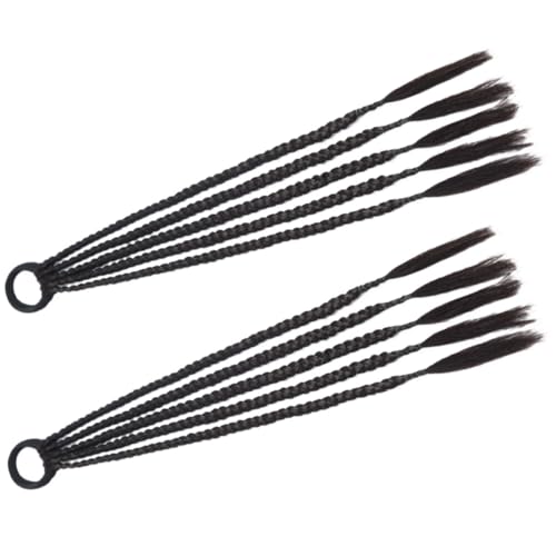 GANAZONO 2 Stück Lange Geflochtene Pferdeschwanz Haarverlängerung mit Haargummi für Dünne oder Dicke Haare Schwarz Synthetisches Material für Damen und Mädchen Einfach zu Tragen und von GANAZONO